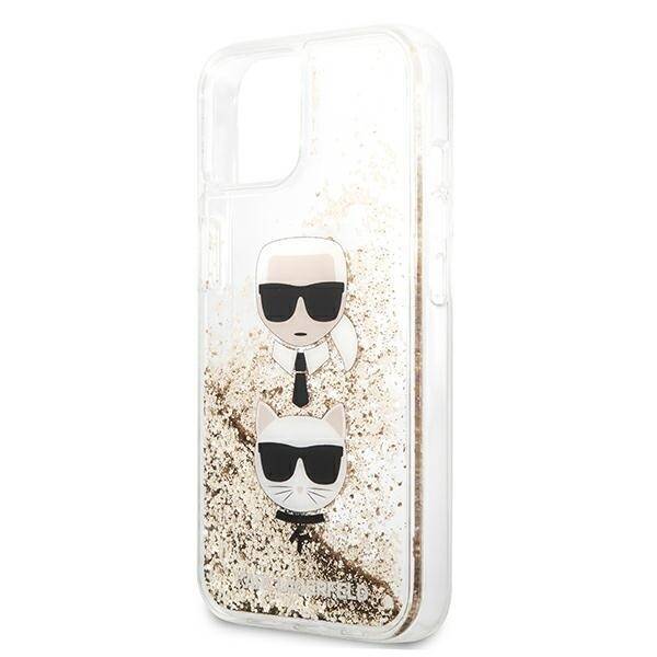 KARL LAGERFELD KLHCP13SKICLD IPHONE 13 MINI 5.4 "GOLD/GOLD HARDCASE LIQUID GLITTER KARL & CHUPETTE HEAD