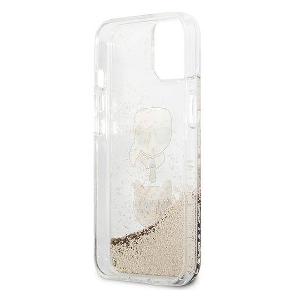 KARL LAGERFELD KLHCP13SKICLD IPHONE 13 MINI 5.4 "GOLD/GOLD HARDCASE LIQUID GLITTER KARL & CHUPETTE HEAD