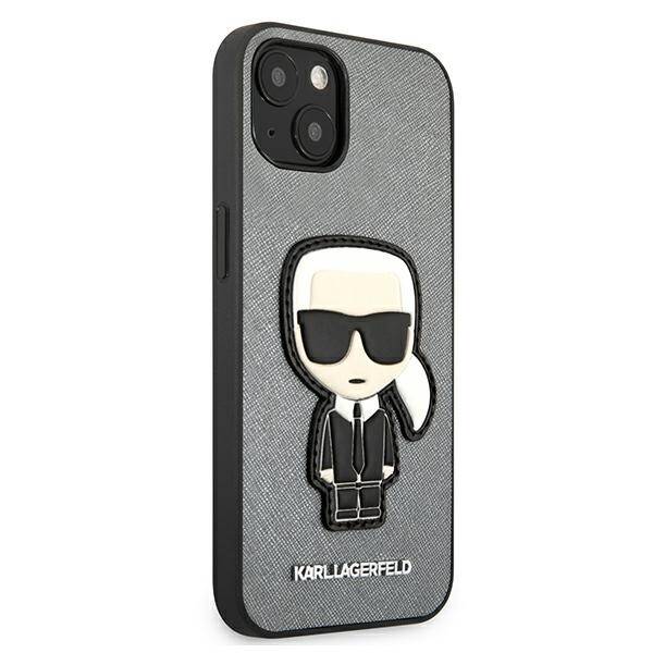 KARL LAGERFELD KLHCP13SOKPG IPHONE 13 MINI 5.4 "SILVER/SILVER HARDCASE SAFFIANO IKONIK KARL`S PATCH