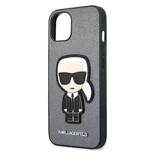 KARL LAGERFELD KLHCP13SOKPG IPHONE 13 MINI 5.4 "SILVER/SILVER HARDCASE SAFFIANO IKONIK KARL`S PATCH