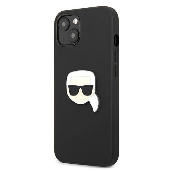 KARL LAGERFELD KLHCP13SPKMK IPHONE 13 MINI 5.4 "BLACK/BLACK HARDCASE LEATHER IKONIK KARL`S HEAD METAL