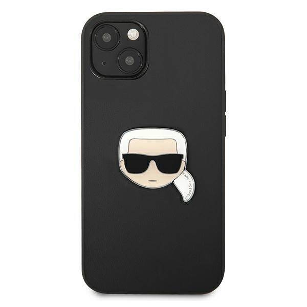 KARL LAGERFELD KLHCP13SPKMK IPHONE 13 MINI 5.4 "BLACK/BLACK HARDCASE LEATHER IKONIK KARL`S HEAD METAL