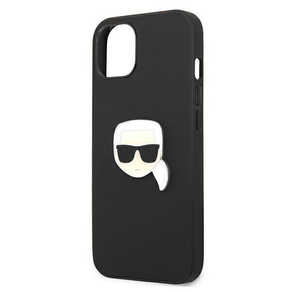 KARL LAGERFELD KLHCP13SPKMK IPHONE 13 MINI 5.4 "BLACK/BLACK HARDCASE LEATHER IKONIK KARL`S HEAD METAL