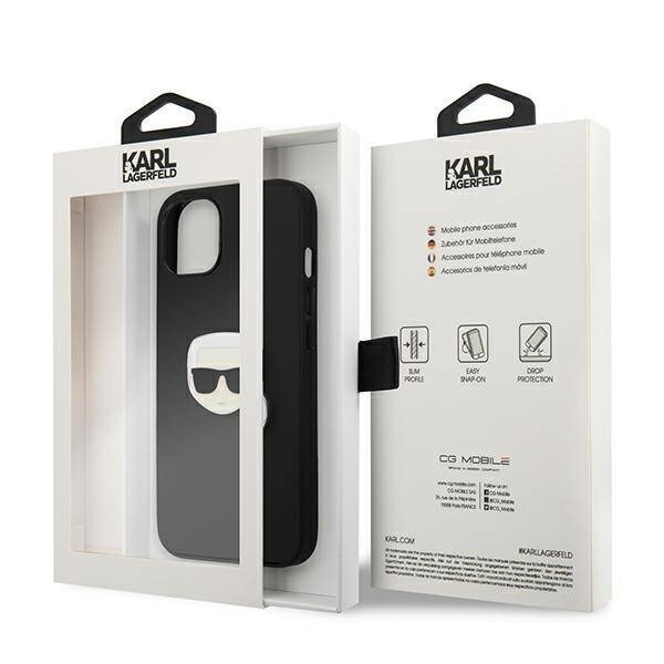 KARL LAGERFELD KLHCP13SPKMK IPHONE 13 MINI 5.4 "BLACK/BLACK HARDCASE LEATHER IKONIK KARL`S HEAD METAL