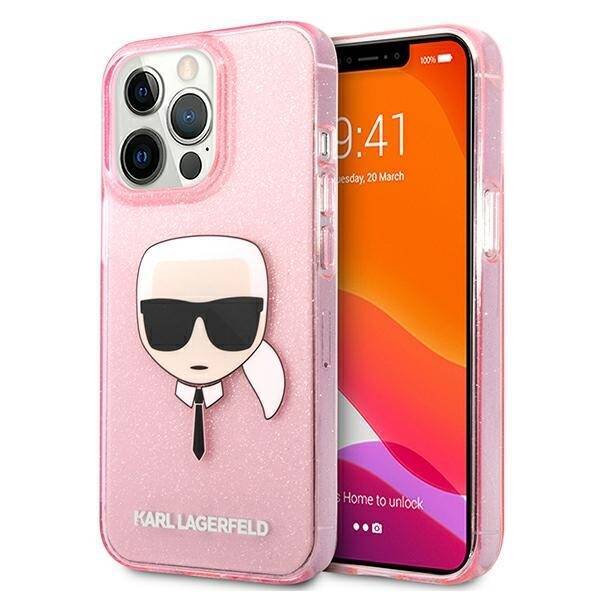 KARL LAGERFELD KLHCP13XKHTUGLP IPHONE 13 PRO MAX 6.7 "PINK/PINK HARDCASE GLITTER KARL`S HEAD