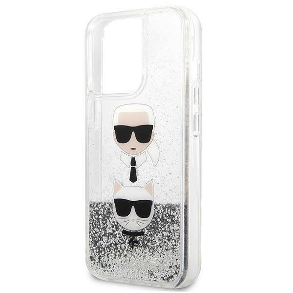 KARL LAGERFELD KLHCP13XKICGLS IPHONE 13 PRO MAX 6.7 "SREBRRY/SILVER HARDCASE LIQUID GLITTER KARL & CHUPETTE HEAD