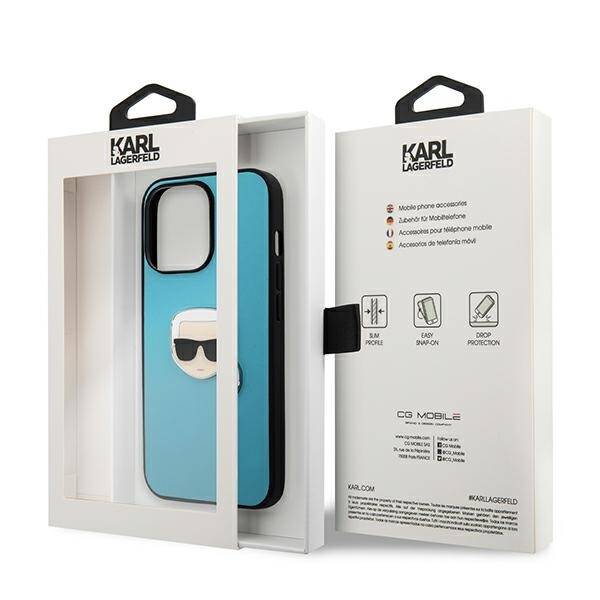 KARL LAGERFELD KLHCP13XPKMB IPHONE 13 PRO MAX 6.7 "BLUE/BLUE HARDCASE LEATHER IKONIK KARL`S HEAD METAL