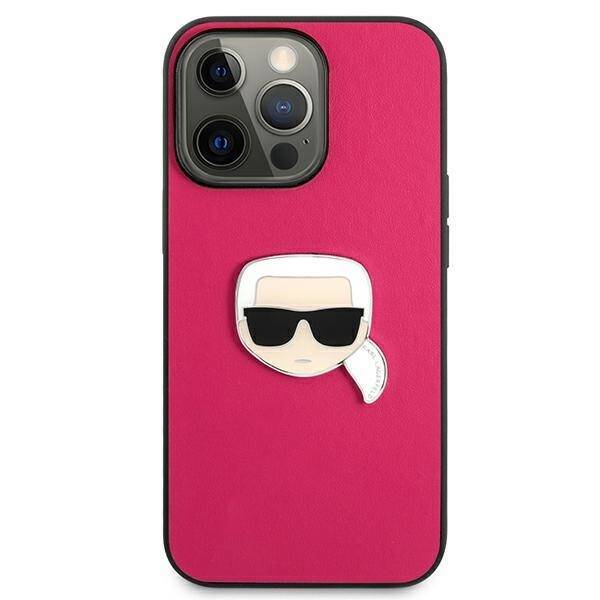 KARL LAGERFELD KLHCP13XPKMP IPHONE 13 PRO MAX 6.7 "PINK/PINK HARDCASE LEATHER IKONIK KARL`S HEAD METAL