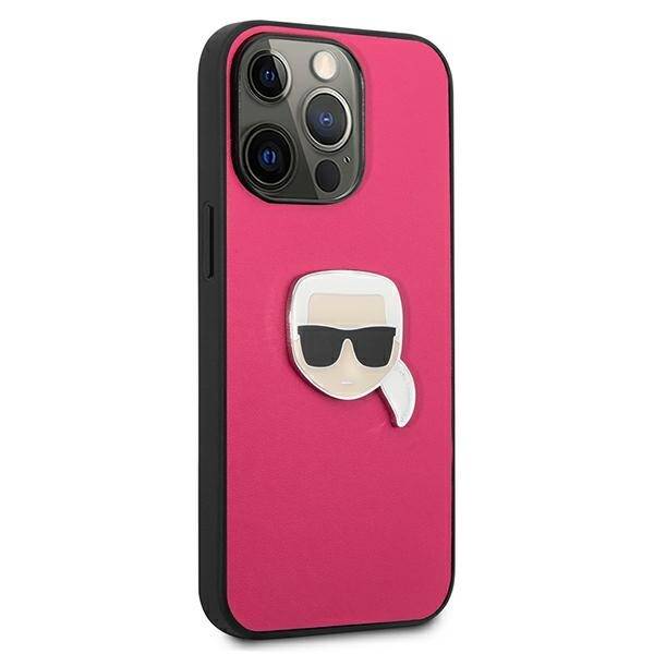 KARL LAGERFELD KLHCP13XPKMP IPHONE 13 PRO MAX 6.7 "PINK/PINK HARDCASE LEATHER IKONIK KARL`S HEAD METAL