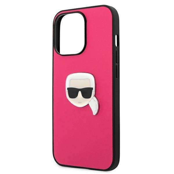 KARL LAGERFELD KLHCP13XPKMP IPHONE 13 PRO MAX 6.7 "PINK/PINK HARDCASE LEATHER IKONIK KARL`S HEAD METAL