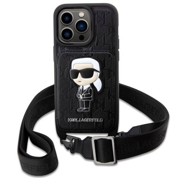 KARL LAGERFELD KLHCP14LCSAKHPKK IPHONE 14 PRO 6.1 "HARDCASE BLACK/BLACK CROSSBODY SAFFIANO MONOGRAM IKONIK