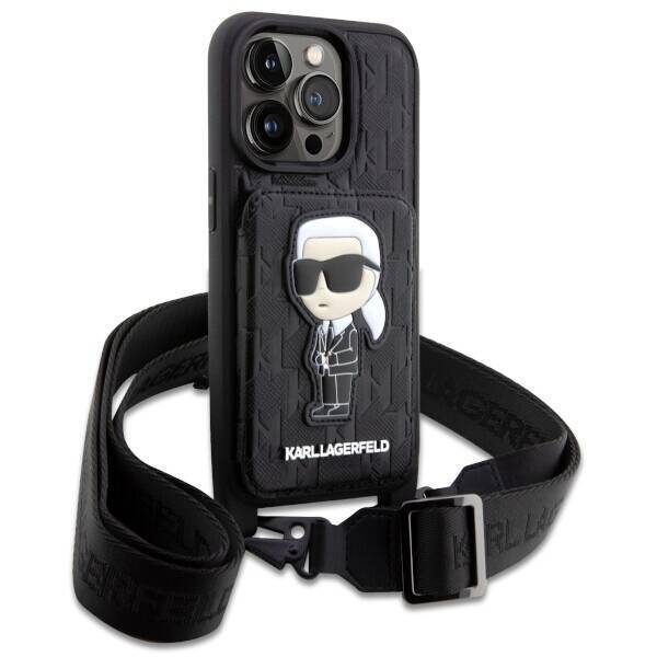 KARL LAGERFELD KLHCP14LCSAKHPKK IPHONE 14 PRO 6.1 "HARDCASE BLACK/BLACK CROSSBODY SAFFIANO MONOGRAM IKONIK