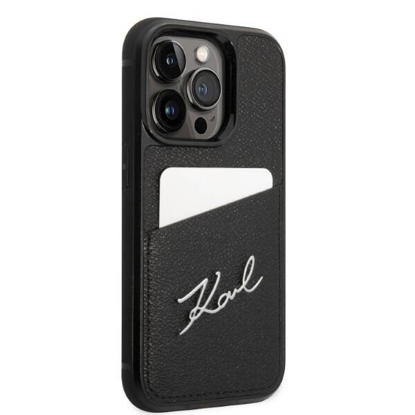 KARL LAGERFELD KLHCP14LCSSK IPHONE 14 PRO 6.1 "HARDCASE CZARNY/BLACK SIGNATURE LOGO CARDSLOT