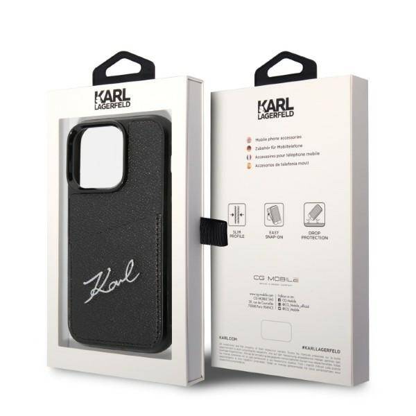 KARL LAGERFELD KLHCP14LCSSK IPHONE 14 PRO 6.1 "HARDCASE CZARNY/BLACK SIGNATURE LOGO CARDSLOT