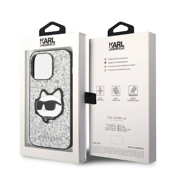 KARL LAGERFELD KLHCP14LG2CPS IPHONE 14 PRO 6.1 "SILVER/SILVER HARDCASE GLITTER CHOUPETTE PATCH