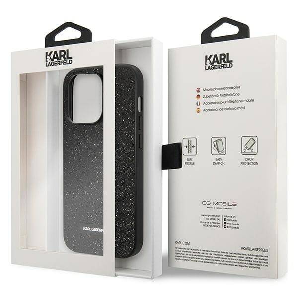 KARL LAGERFELD KLHCP14LG2ELK IPHONE 14 PRO 6.1 "HARDCASE BLACK/BLACK GLITTER PLAQUE LOGO