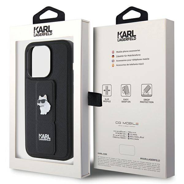 KARL LAGERFELD KLHCP14LGSACHPK IPHONE 14 PRO 6.1 "BLACK/BLACK HARDCASE GRIPSTAND SWAPS CHOUPETTE PINS