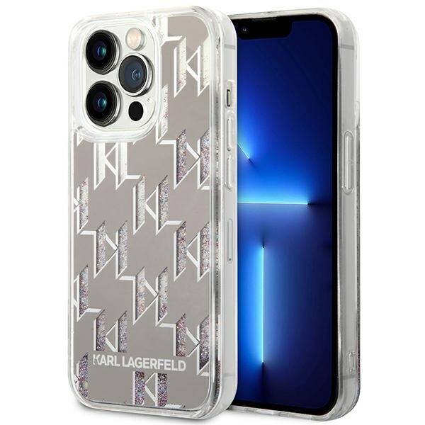 KARL LAGERFELD KLHCP14LLMNMS IPHONE 14 PRO 6.1 "HARDCASE SILVER/SILVER LIQUID GLITTER MONOGRAM