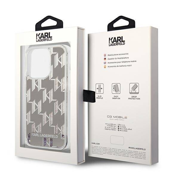 KARL LAGERFELD KLHCP14LLMNMS IPHONE 14 PRO 6.1 "HARDCASE SILVER/SILVER LIQUID GLITTER MONOGRAM