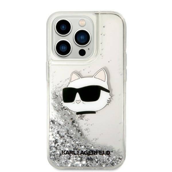 KARL LAGERFELD KLHCP14LLNCHCS IPHONE 14 PRO 6.1 "SREBRRY/SILVER HARDCASE GLITTER CHOUPETTE HEAD