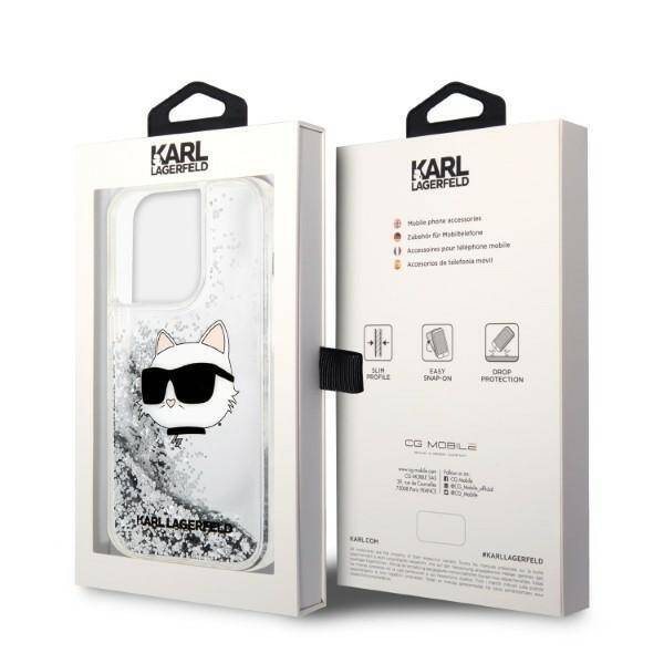 KARL LAGERFELD KLHCP14LLNCHCS IPHONE 14 PRO 6.1 "SREBRRY/SILVER HARDCASE GLITTER CHOUPETTE HEAD