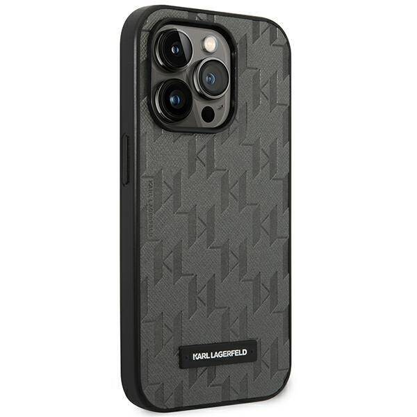 KARL LAGERFELD KLHCP14LSAKLHPG IPHONE 14 PRO 6.1 "HARDCASE GRAY/GRAY SAFFANO MONO METAL LOGO