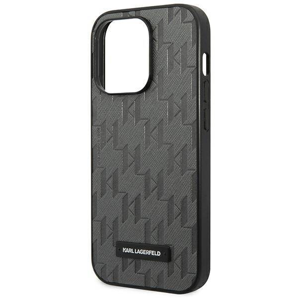 KARL LAGERFELD KLHCP14LSAKLHPG IPHONE 14 PRO 6.1 "HARDCASE GRAY/GRAY SAFFANO MONO METAL LOGO