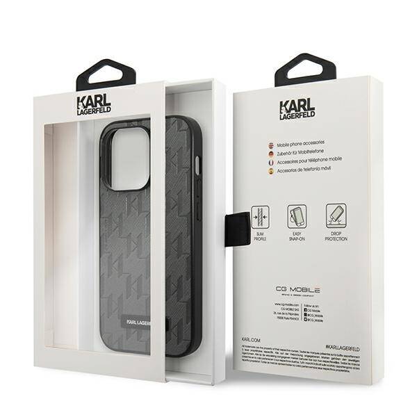 KARL LAGERFELD KLHCP14LSAKLHPG IPHONE 14 PRO 6.1 "HARDCASE GRAY/GRAY SAFFANO MONO METAL LOGO