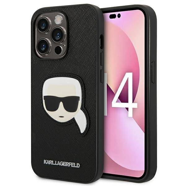 KARL LAGERFELD KLHCP14LSAPKHK IPHONE 14 PRO 6.1 "BLACK/BLACK HARDCASE SAFFIANO KARL`S HEAD PATCH