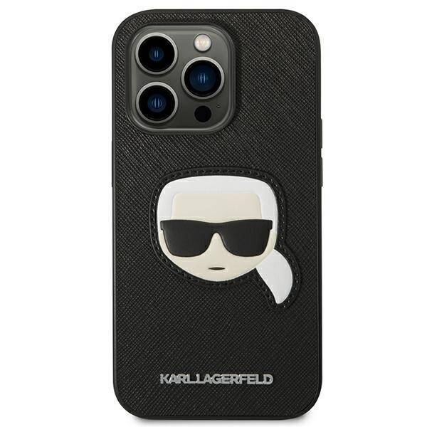 KARL LAGERFELD KLHCP14LSAPKHK IPHONE 14 PRO 6.1 "BLACK/BLACK HARDCASE SAFFIANO KARL`S HEAD PATCH