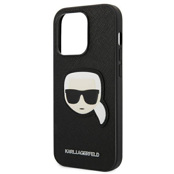 KARL LAGERFELD KLHCP14LSAPKHK IPHONE 14 PRO 6.1 "BLACK/BLACK HARDCASE SAFFIANO KARL`S HEAD PATCH