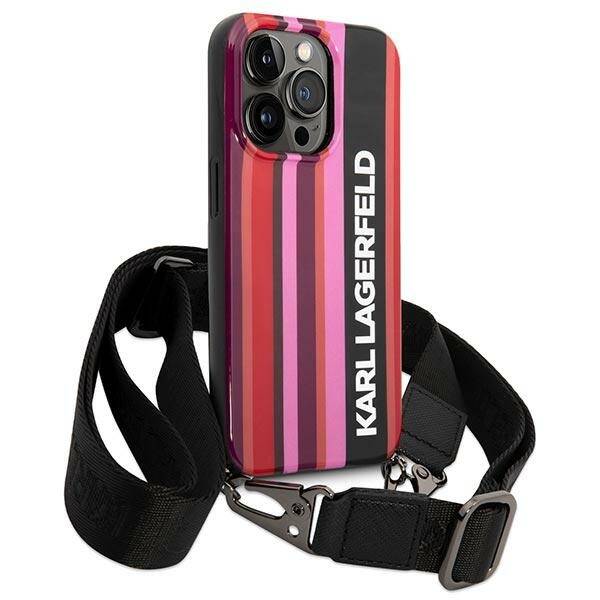 KARL LAGERFELD KLHCP14LSTSTP IPHONE 14 PRO 6.1 "HARDCASE PINK/PINK COLOR STRIPES STRAP