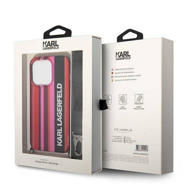 KARL LAGERFELD KLHCP14LSTSTP IPHONE 14 PRO 6.1 "HARDCASE PINK/PINK COLOR STRIPES STRAP