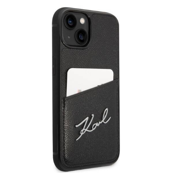 KARL LAGERFELD KLHCP14MCSSK IPHONE 14 PLUS / 15 PLUS 6.7 "HARDCASE BLACK / BLACK SIGNATURE LOGO CARDSLOT