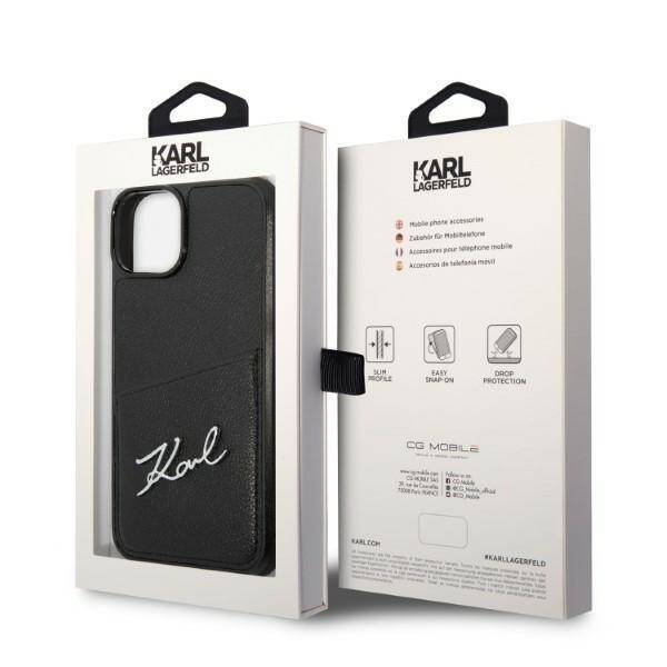 KARL LAGERFELD KLHCP14MCSSK IPHONE 14 PLUS / 15 PLUS 6.7 "HARDCASE BLACK / BLACK SIGNATURE LOGO CARDSLOT