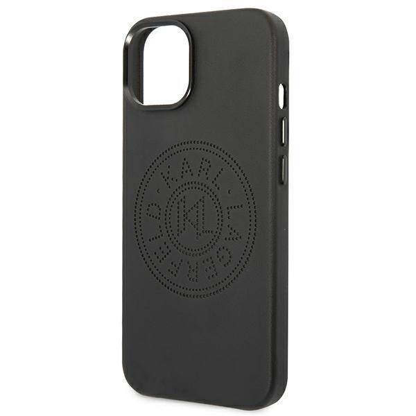 KARL LAGERFELD KLHCP14MFWHK IPHONE 14 PLUS / 15 PLUS 6.7 "HARDCASE CZARNY / BLACK LEATHER PERFORATED LOGO