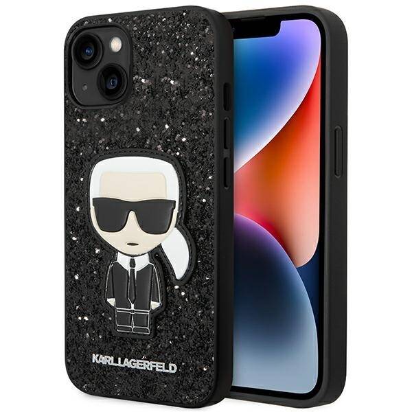 KARL LAGERFELD KLHCP14MGFKPK IPHONE 14 PLUS / 15 PLUS 6.7 "HARDCASE CZARNY / BLACK GLITTER FLAKES IKONIK