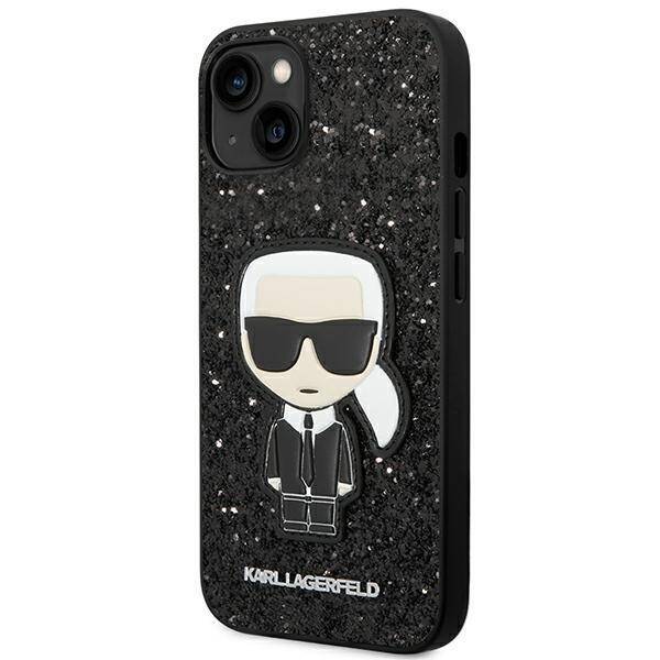 KARL LAGERFELD KLHCP14MGFKPK IPHONE 14 PLUS / 15 PLUS 6.7 "HARDCASE CZARNY / BLACK GLITTER FLAKES IKONIK