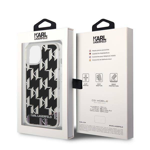 KARL LAGERFELD KLHCP14MLMNMK IPHONE 14 PLUS / 15 PLUS 6.7 "HARDCASE BLACK / BLACK LIQUID GLITTER MONOGRAM