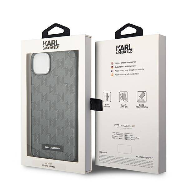 KARL LAGERFELD KLHCP14MSAKLHPG IPHONE 14 PLUS / 15 PLUS 6.7 "HARDCASE GRAY / GRAY SAFFIANO MONO METAL LOGO