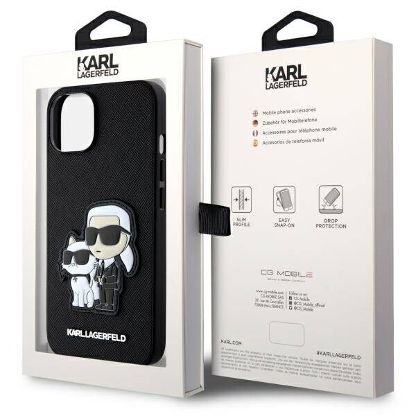 KARL LAGERFELD KLHCP14MSANKCPK IPHONE 14 PLUS / 15 PLUS 6.7 "HARDCASE CZARNY / BLACK SAFFIANO KARL & CHUPETTE