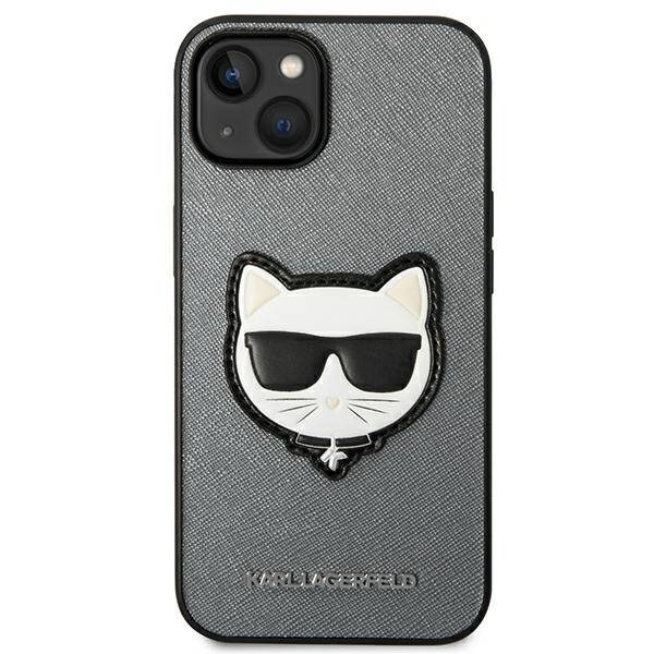 KARL LAGERFELD KLHCP14MSAPCHG IPHONE 14 PLUS / 15 PLUS 6.7 "HARDCASE SILVER / SILVER SAFFIANO CHOUPETTE HEAD PATCH