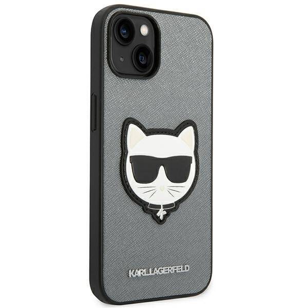 KARL LAGERFELD KLHCP14MSAPCHG IPHONE 14 PLUS / 15 PLUS 6.7 "HARDCASE SILVER / SILVER SAFFIANO CHOUPETTE HEAD PATCH