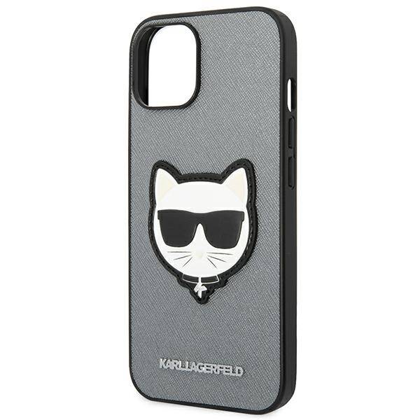 KARL LAGERFELD KLHCP14MSAPCHG IPHONE 14 PLUS / 15 PLUS 6.7 "HARDCASE SILVER / SILVER SAFFIANO CHOUPETTE HEAD PATCH