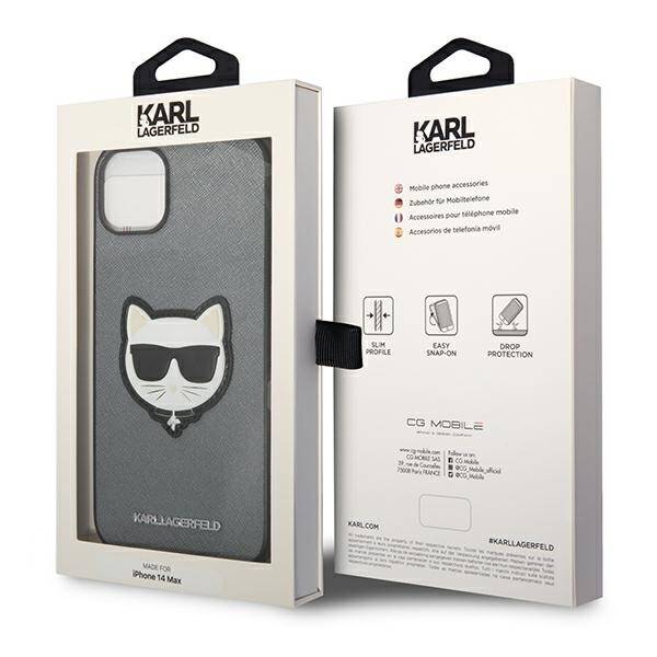 KARL LAGERFELD KLHCP14MSAPCHG IPHONE 14 PLUS / 15 PLUS 6.7 "HARDCASE SILVER / SILVER SAFFIANO CHOUPETTE HEAD PATCH