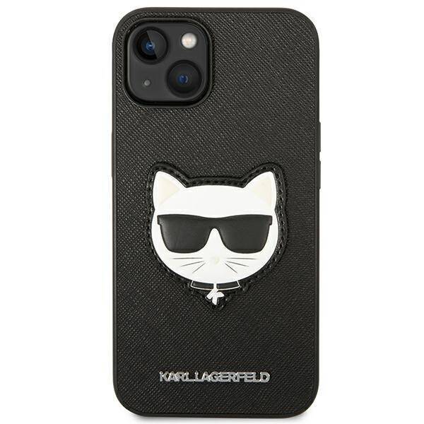 KARL LAGERFELD KLHCP14MSAPCHK IPHONE 14 PLUS / 15 PLUS 6.7 "HARDCASE CZARNY / BLACK SAFFIANO CHOUPETTE HEAD PATCH