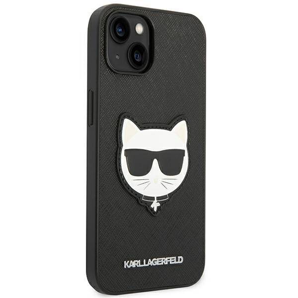 KARL LAGERFELD KLHCP14MSAPCHK IPHONE 14 PLUS / 15 PLUS 6.7 "HARDCASE CZARNY / BLACK SAFFIANO CHOUPETTE HEAD PATCH