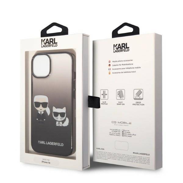 KARL LAGERFELD KLHCP14MTGKCK IPHONE 14 PLUS / 15 PLUS 6.7 "HARDCASE CZARNY / BLACK GRADIENT IKONIK KARL & CHOUPETTE