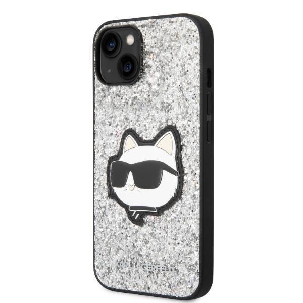 KARL LAGERFELD KLHCP14SG2CPS IPHONE 14/15/13 6.1 "SREBRRY / SILVER HARDCASE GLITTER CHOUPETTE PATCH