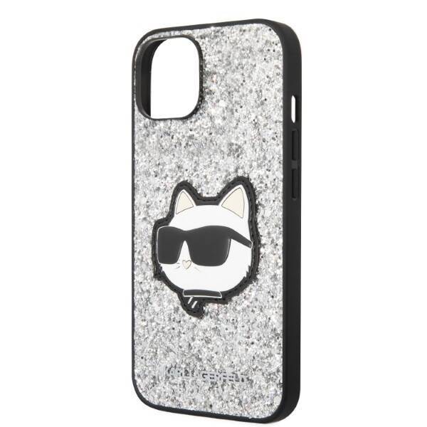 KARL LAGERFELD KLHCP14SG2CPS IPHONE 14/15/13 6.1 "SREBRRY / SILVER HARDCASE GLITTER CHOUPETTE PATCH